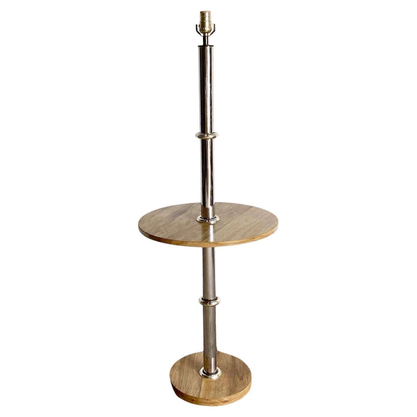 Postmodern Burl Wood Laminate Floor Lamp