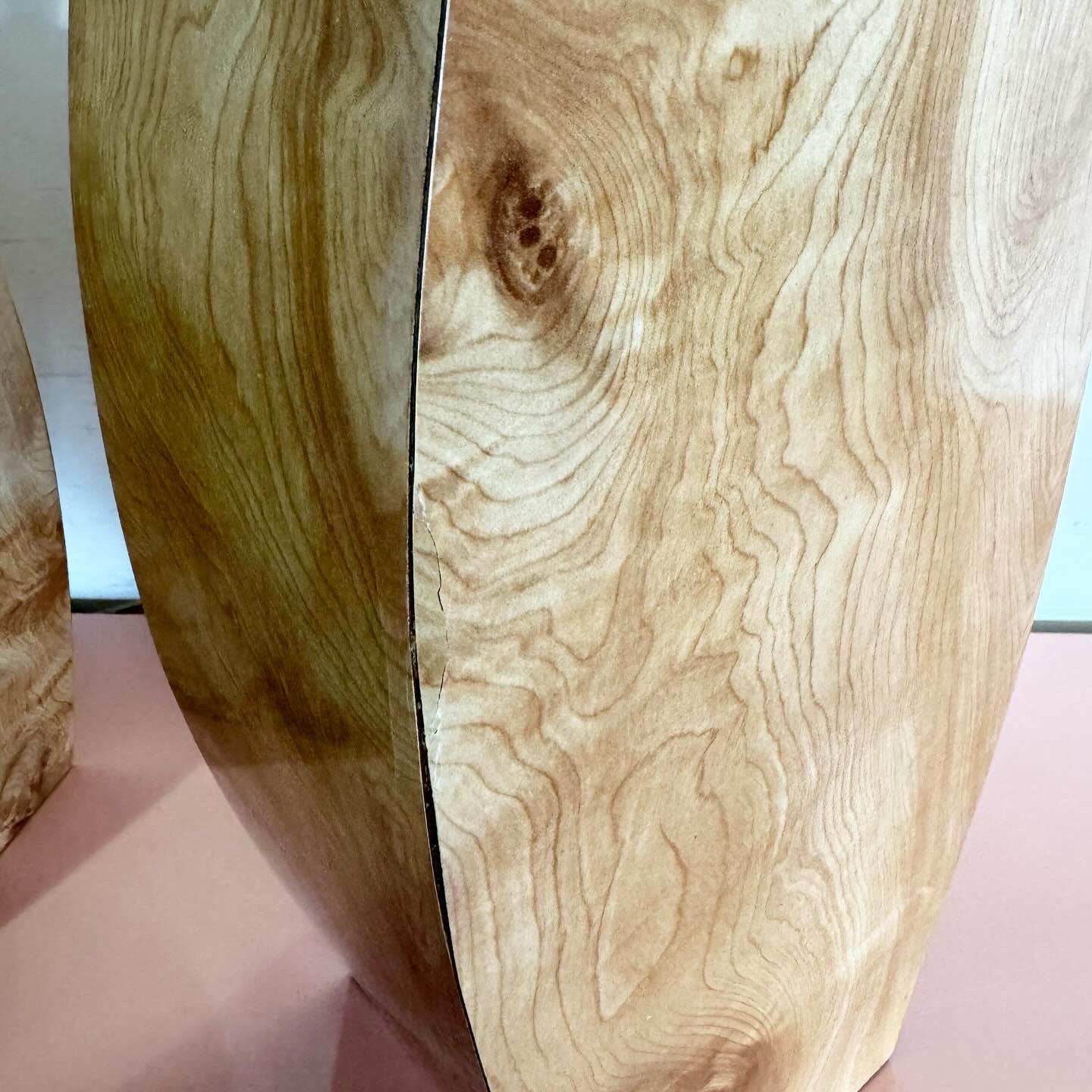 Postmodern Burl Wood Laminate Table Lamps - a Pair 4