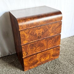 Postmodern Burl Wood Laminate Waterfall Commode/Nightstand