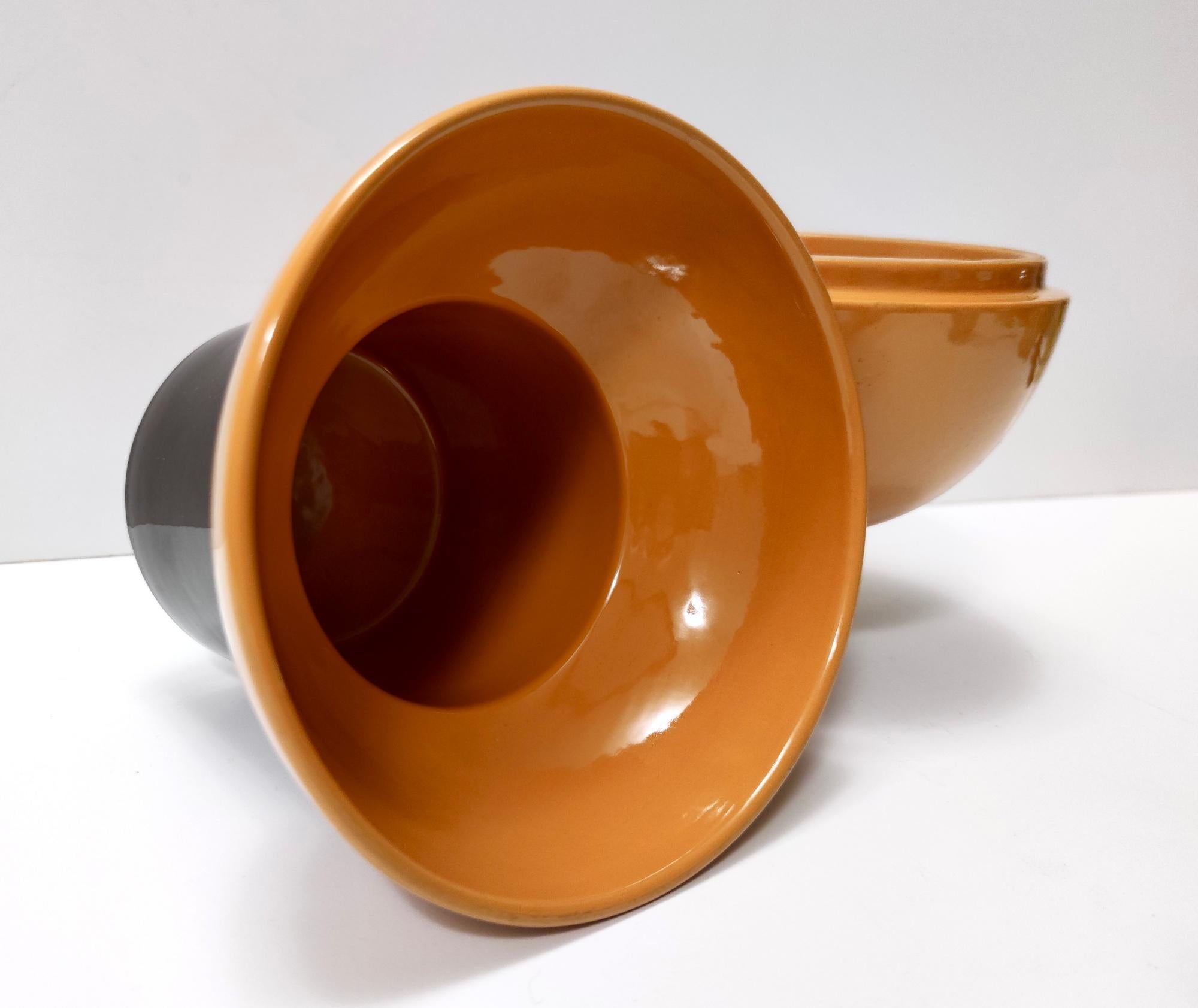 Mid-20th Century Postmodern Burnt Orange and Black Ceramic Cookie Jar by Rometti, Italy