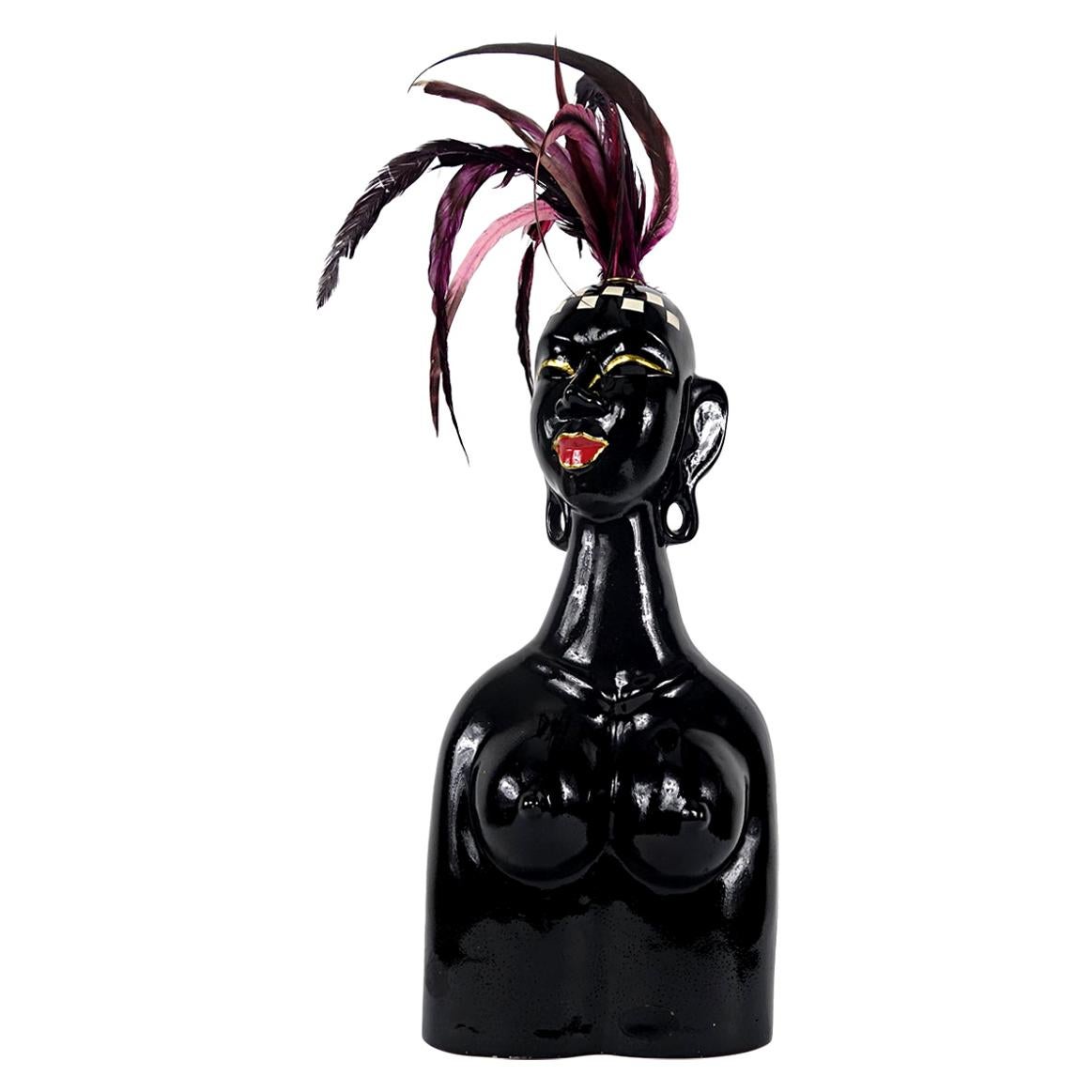 Postmodern Bust of a Seductive Josephine Baker with Eccentric Decoration For Sale