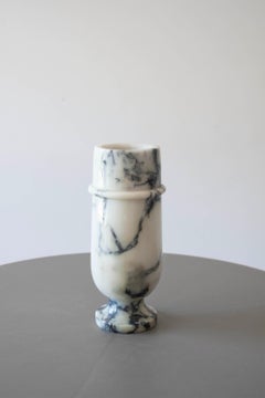Postmodern Calacatta Marble Pedestal Vase Made in Italy Around 1980s