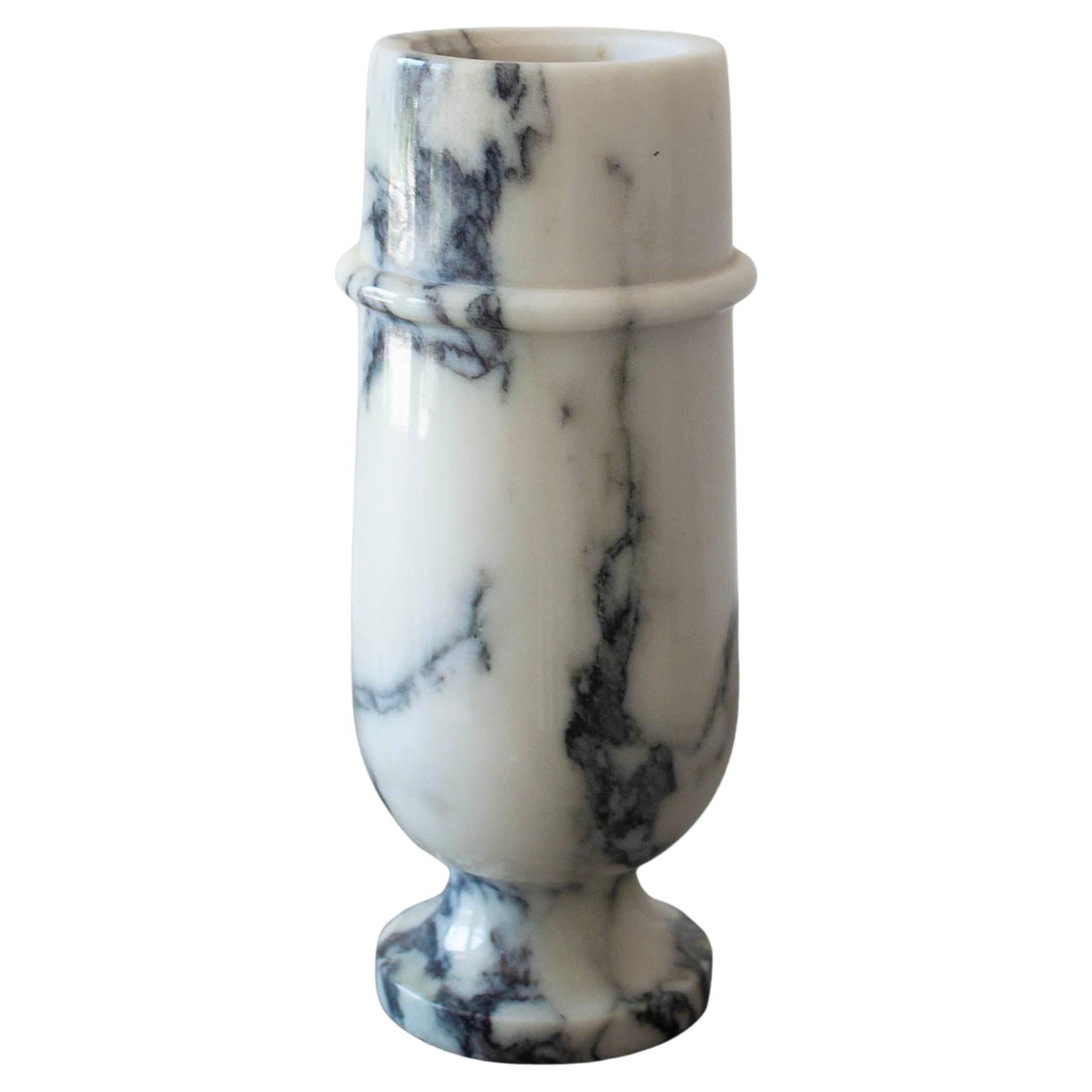 Postmodern Calacatta Marble Pedestal Vase Made in Italy Around 1980s