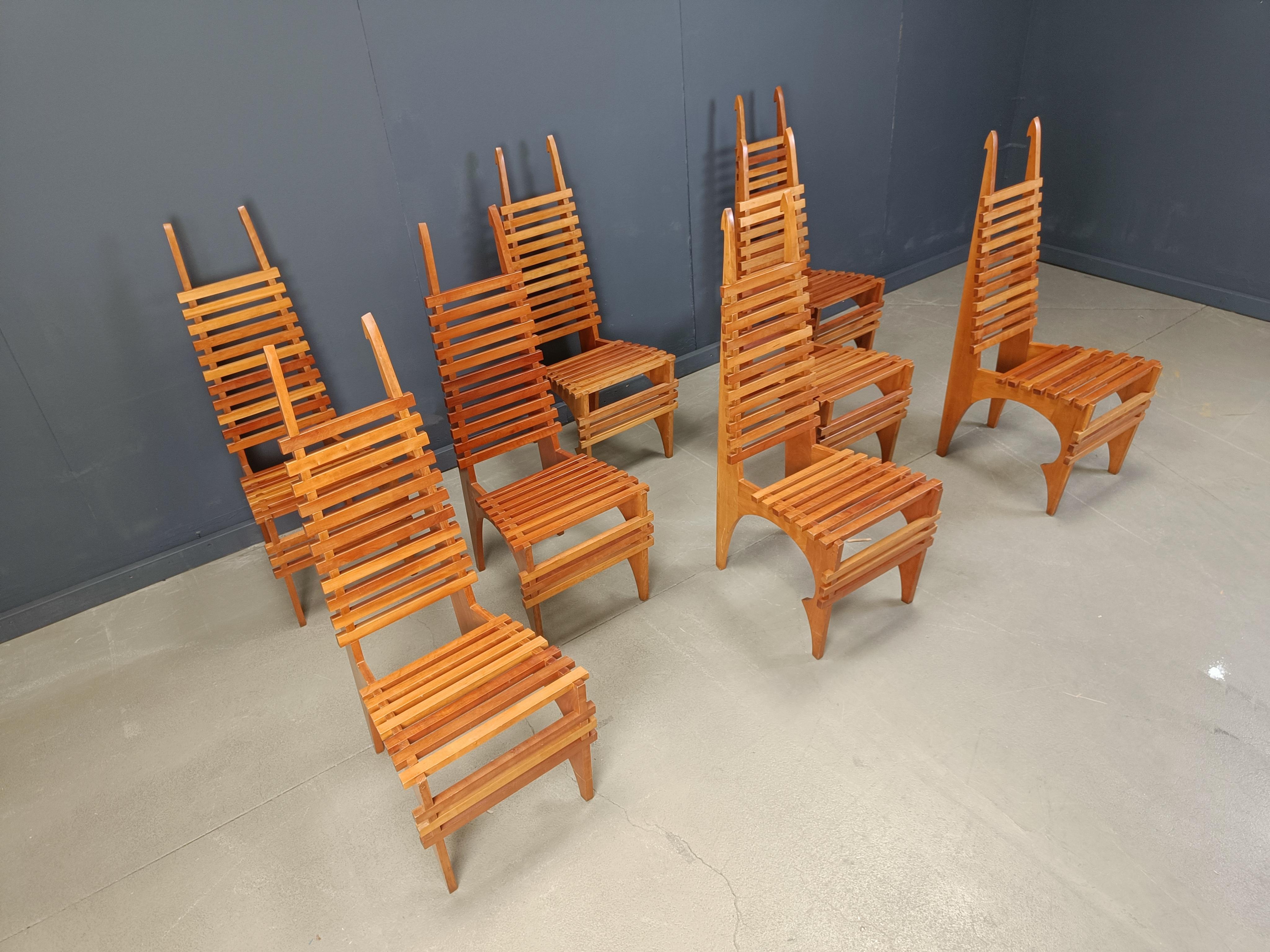 Postmoderne Esszimmerstühle „Calcar“ von Benoit Lange, 1990er Jahre im Angebot 1