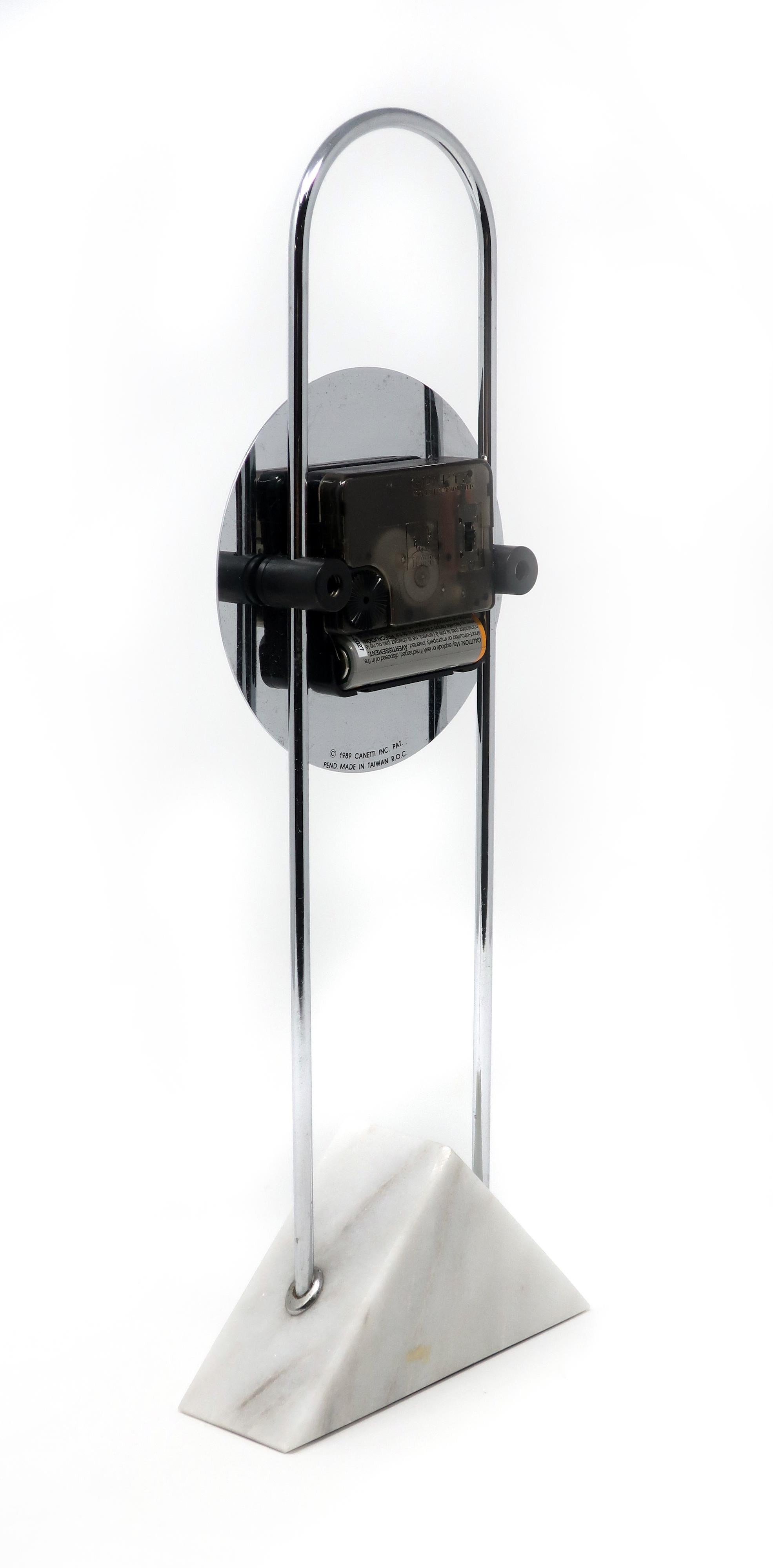 Postmodern Canetti Chrome and Marble Clock '1989' 4