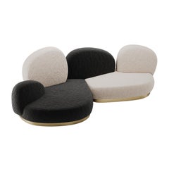 Canapé Canyon postmoderne en bouclette et laiton par Mavo Atelier, fait à la main au Portugal