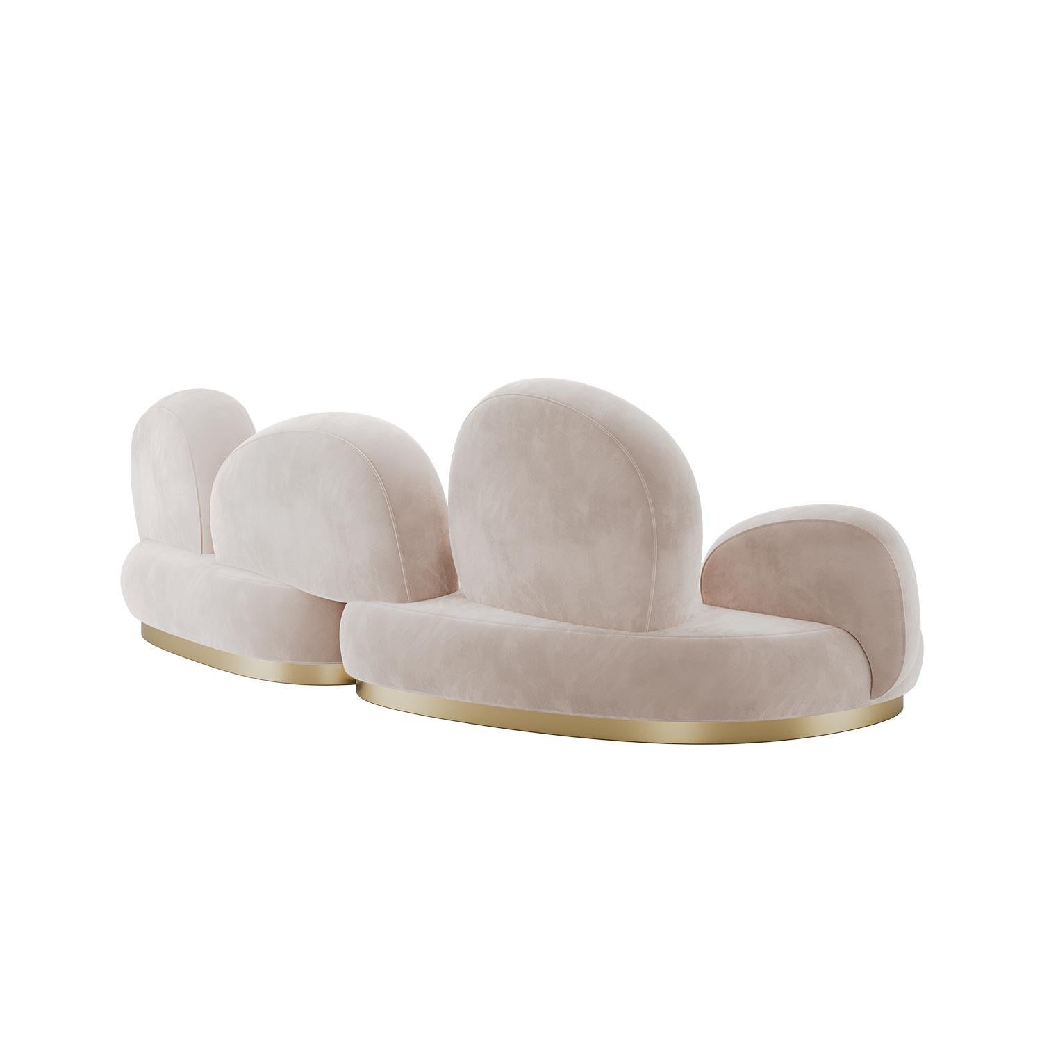 Sofá posmoderno Canyon de terciopelo y latón de Mavo Atelier A, hecho a mano en Portugal Portugués en venta