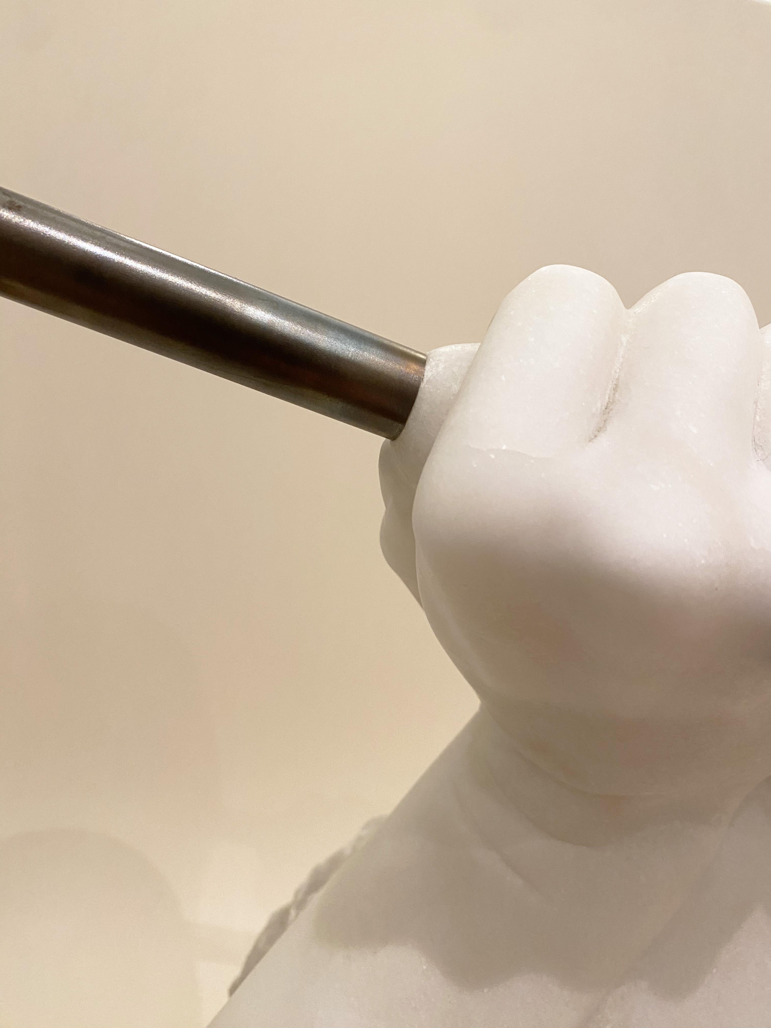 Postmodern Carrara Marble Hands Sculpture by Eric Theret, France, 1990s. For Sale 6