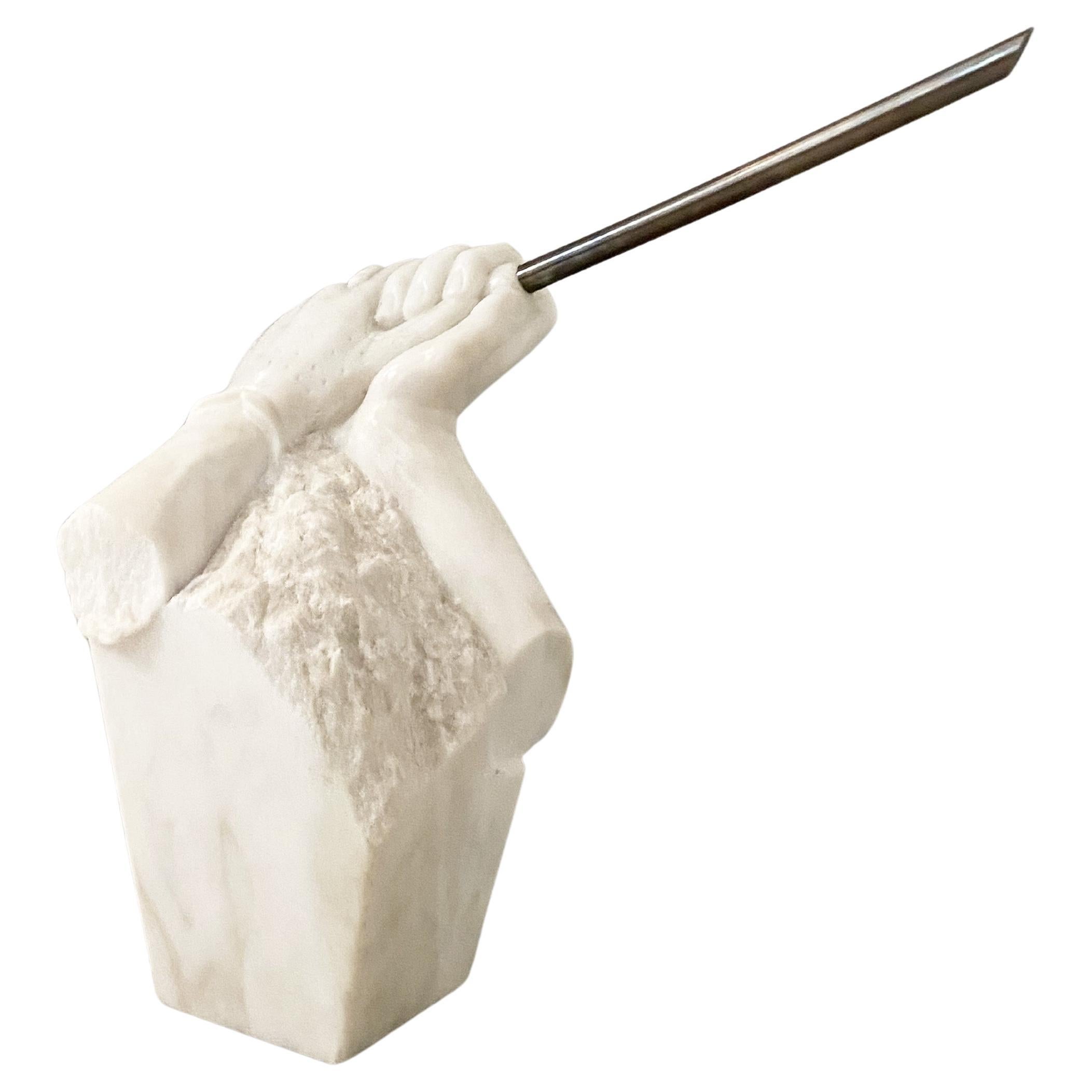 Postmoderne Handskulptur aus Carrara-Marmor von Eric Theret, Frankreich, 1990er Jahre. im Angebot