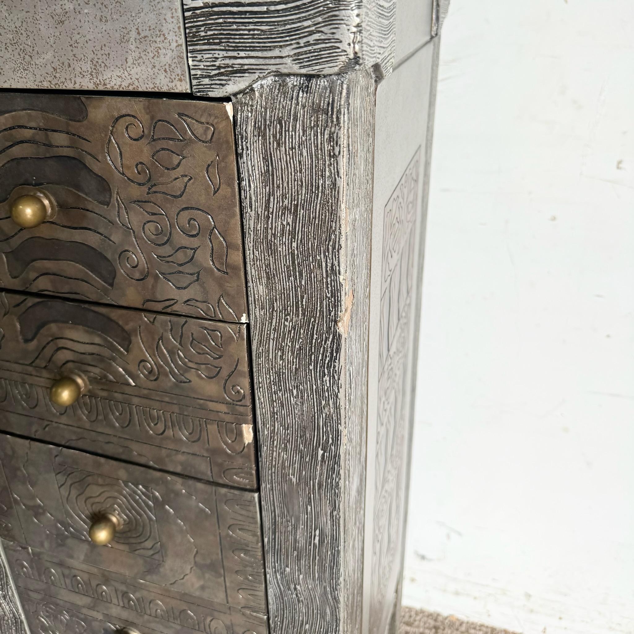 Postmodern Carved Jewelry Chest/Lingerie Armoire In Good Condition For Sale In Delray Beach, FL