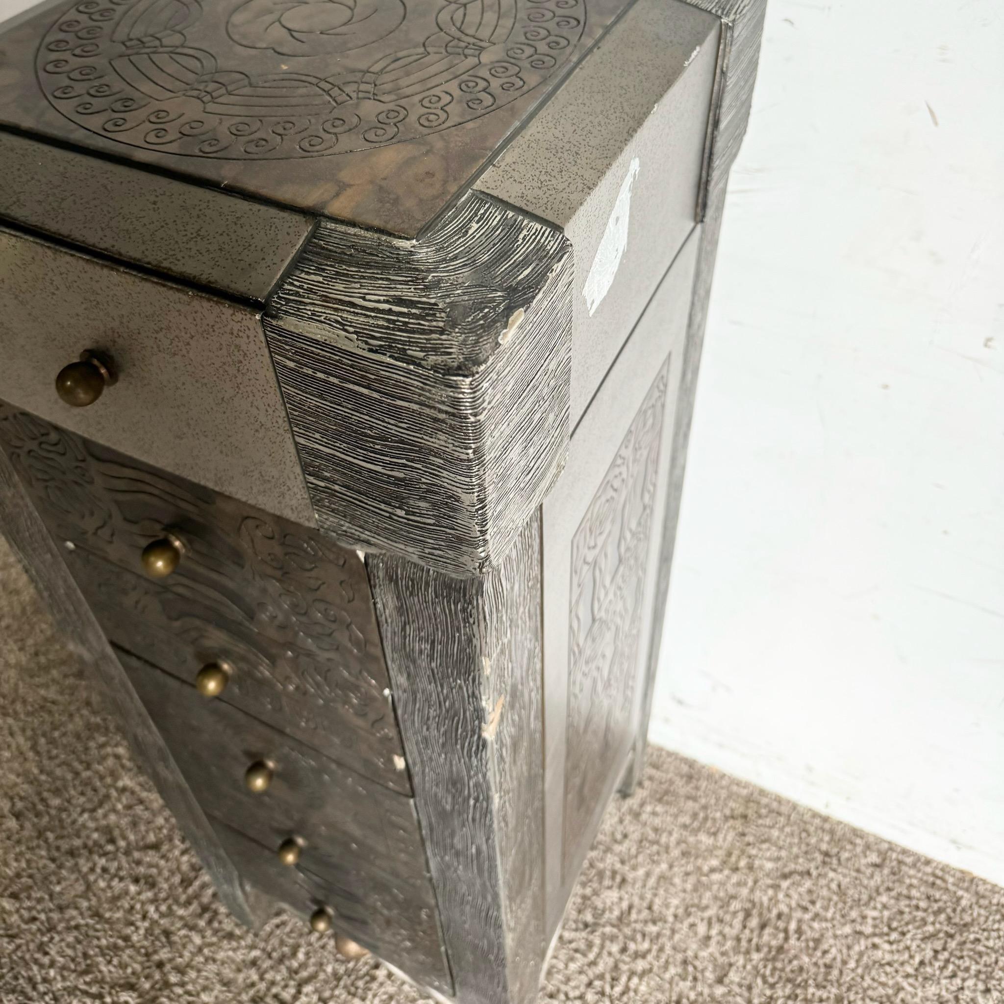Late 20th Century Postmodern Carved Jewelry Chest/Lingerie Armoire For Sale
