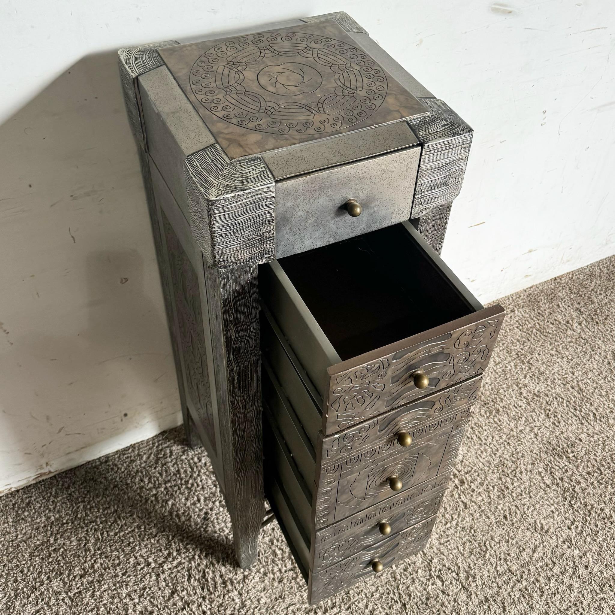 Postmodern Carved Jewelry Chest/Lingerie Armoire For Sale 1