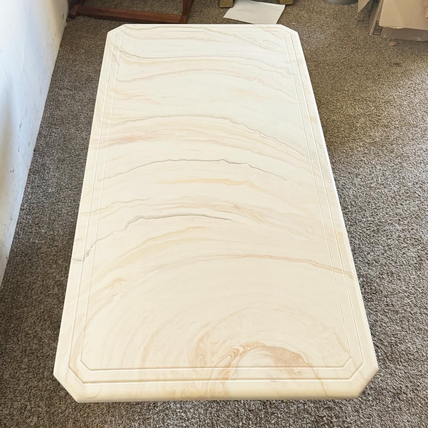 American Postmodern Casted Faux Marble Rectangular Coffee Table For Sale
