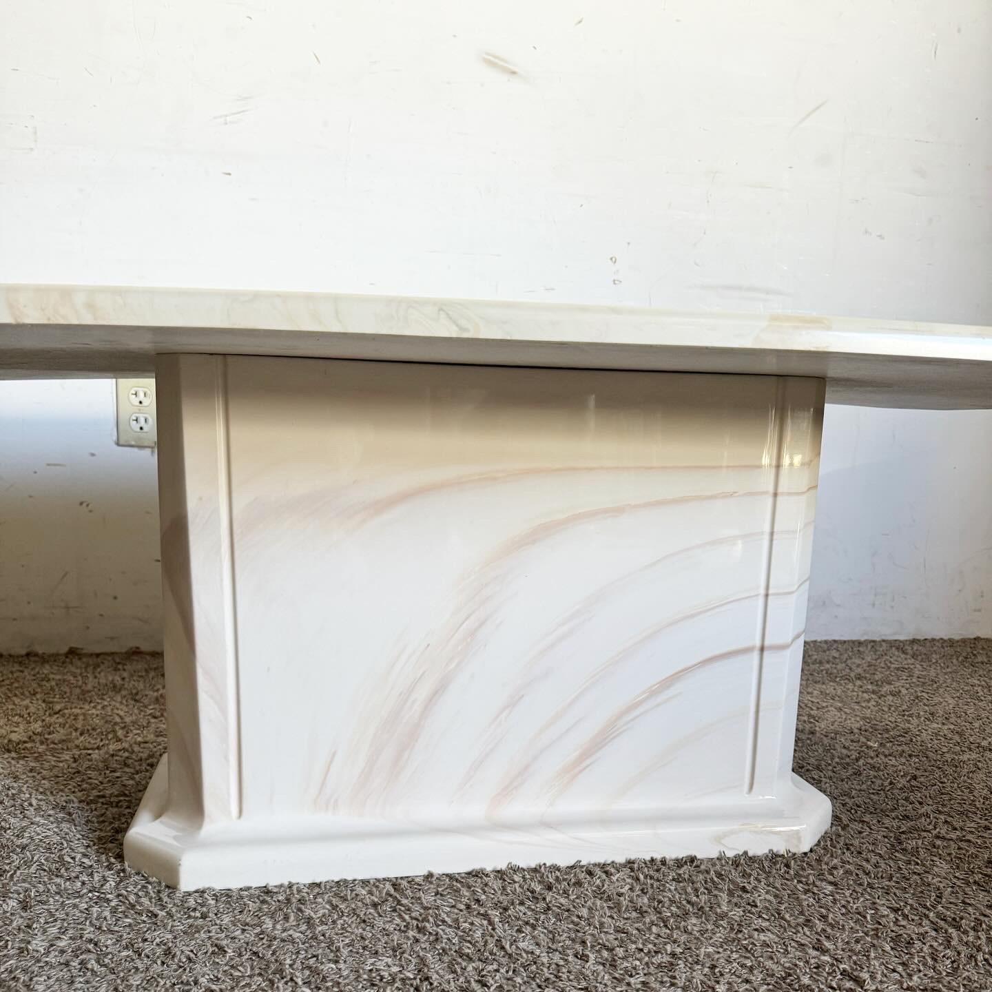Postmodern Casted Faux Marble Rectangular Coffee Table In Good Condition For Sale In Delray Beach, FL