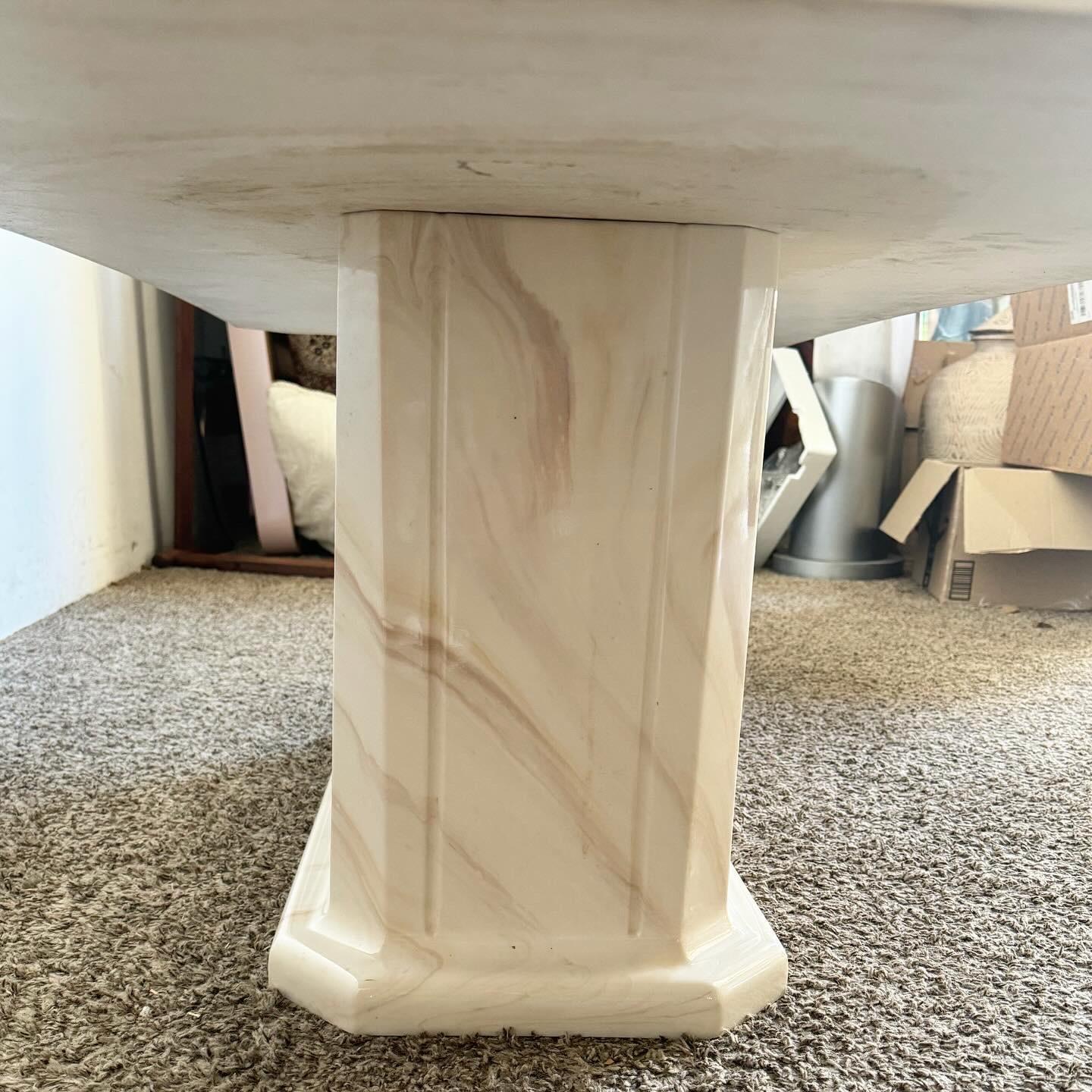 Late 20th Century Postmodern Casted Faux Marble Rectangular Coffee Table For Sale