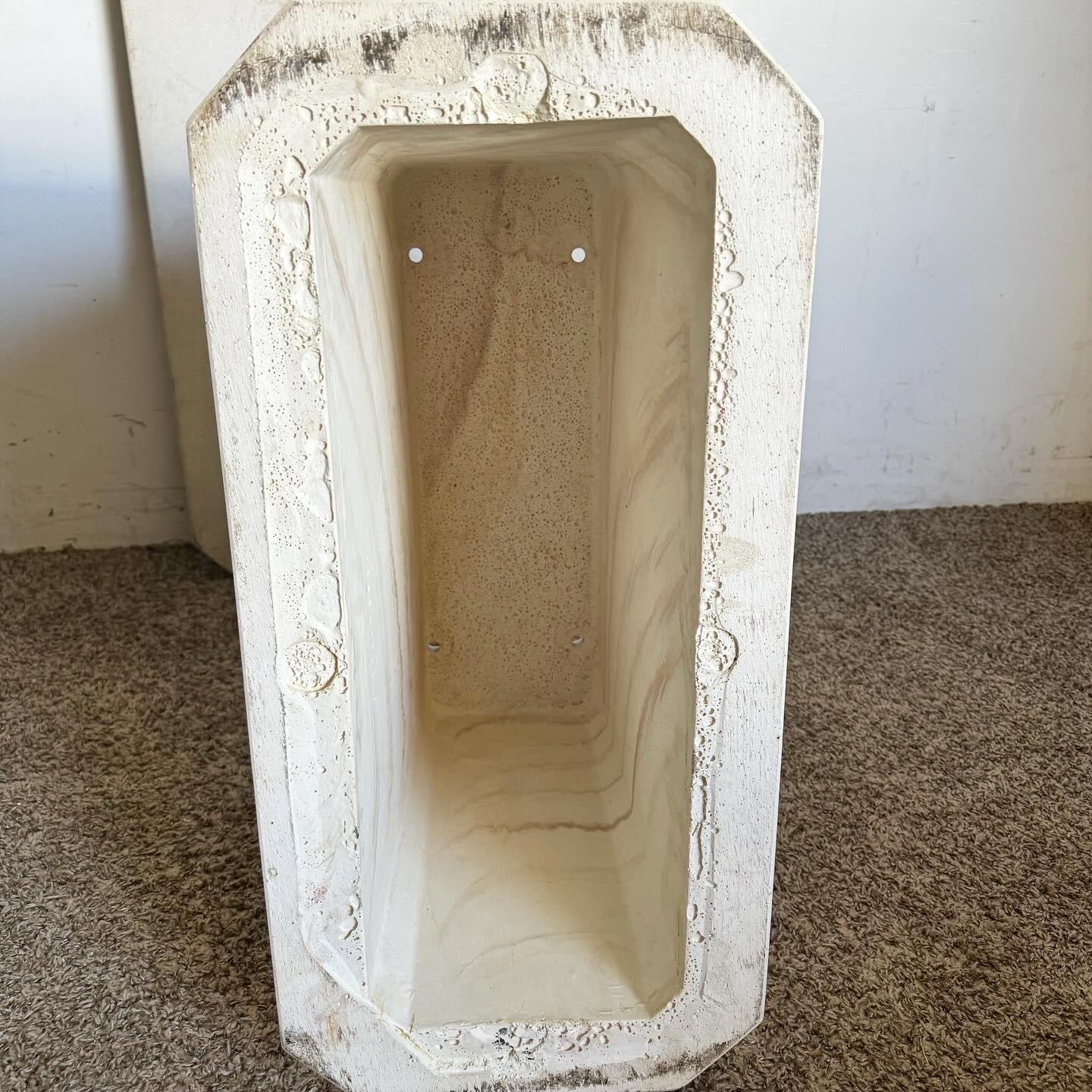 Concrete Postmodern Casted Faux Marble Rectangular Coffee Table For Sale