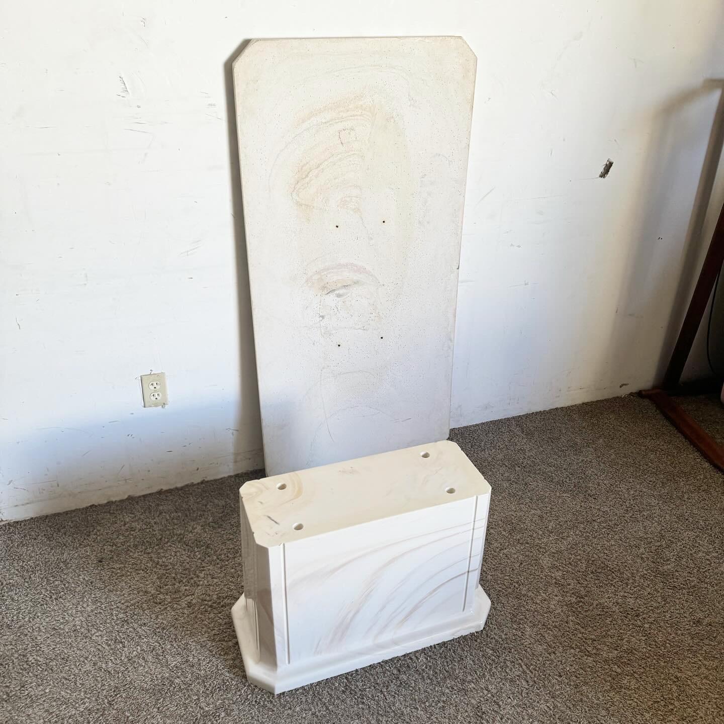 Postmodern Casted Faux Marble Rectangular Coffee Table For Sale 1
