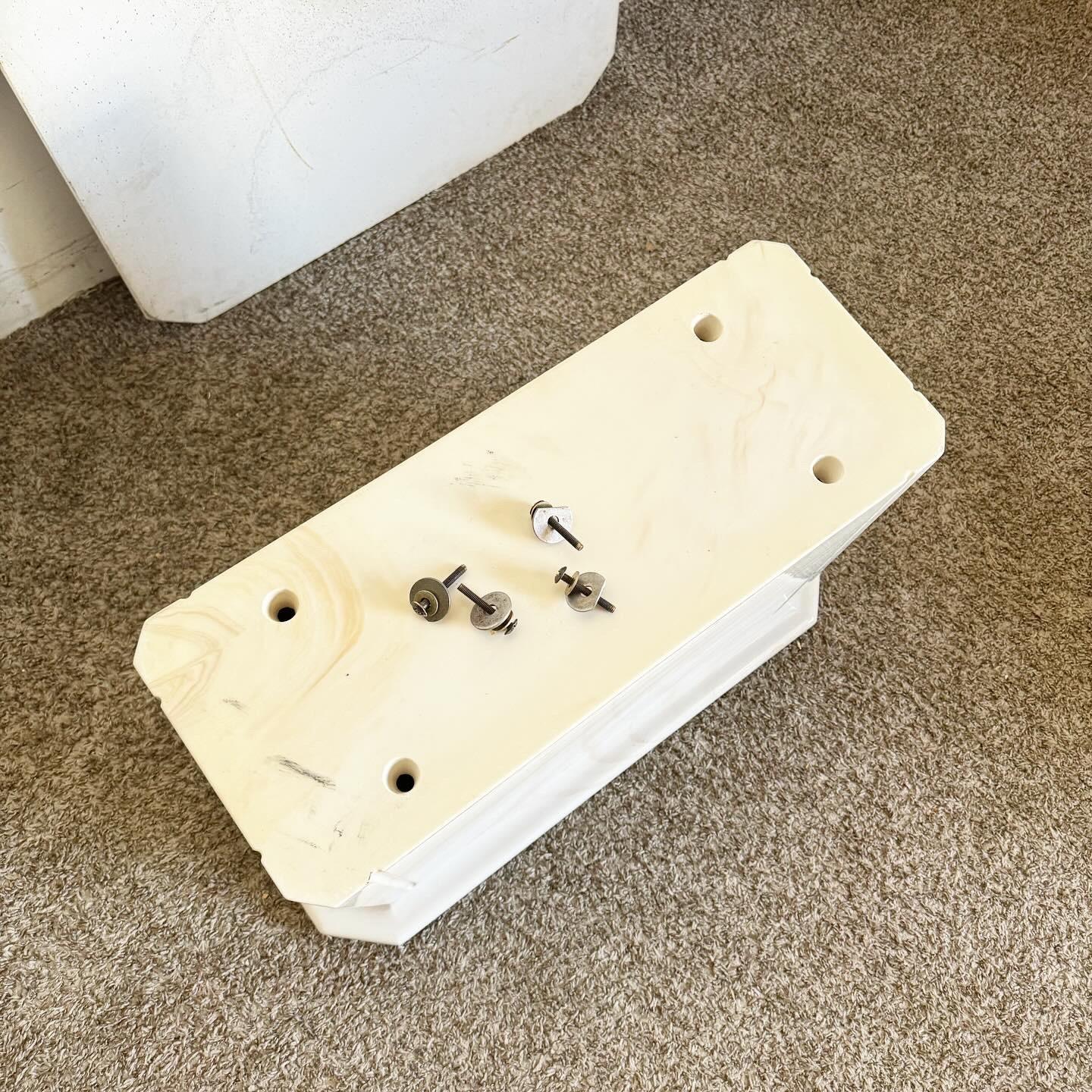 Postmodern Casted Faux Marble Rectangular Coffee Table For Sale 3