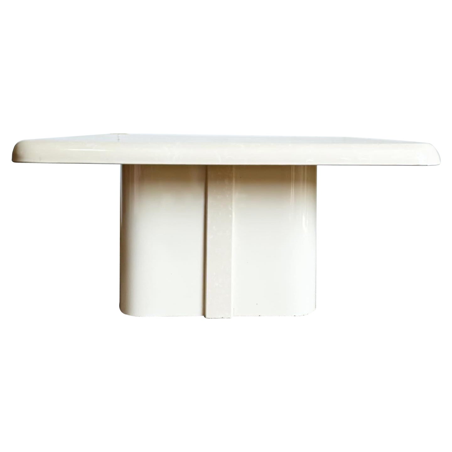 Mesa de centro postmoderna de imitación mármol crema y beige