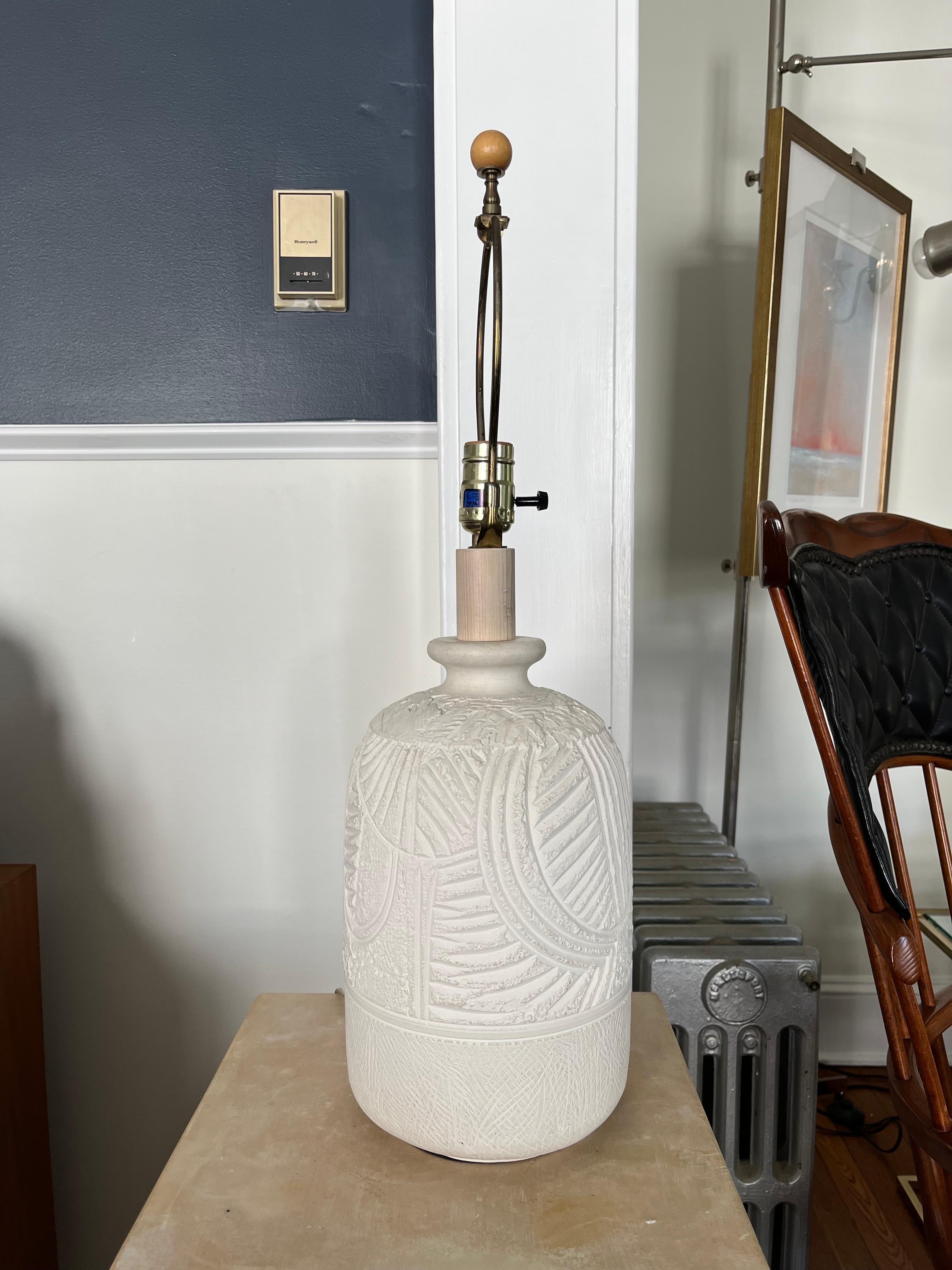 Post-Modern Postmodern Casual Lamps of California Etched Plaster Lamp For Sale