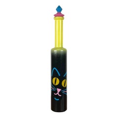 Vintage Postmodern Cat Design Bottle, 1980s