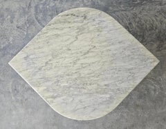 Postmodern Cat-Eye Coffee Table in White Carrara Marble in style of Roche Bobois