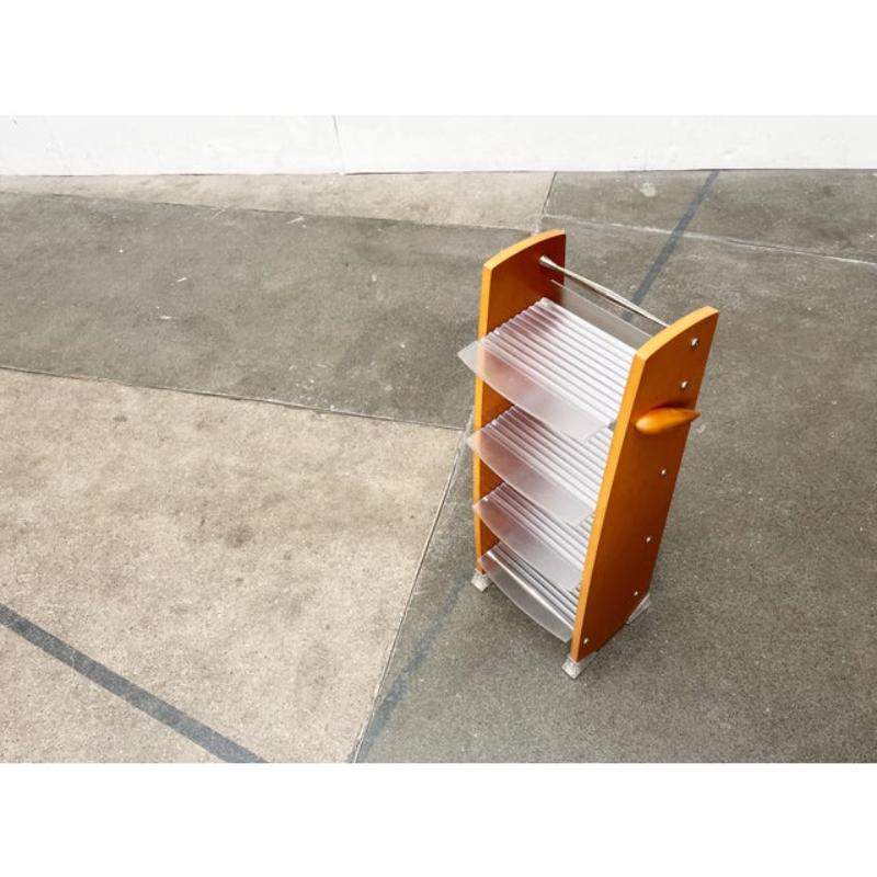 Post-Modern Postmodern CD Rack Tower in Wood, Metal and Plastic from Ezech, 1980s For Sale