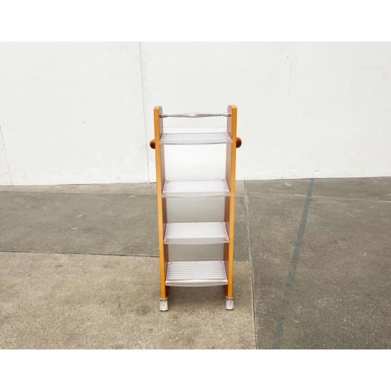 Postmodern CD Rack Tower in Wood, Metal and Plastic from Ezech, 1980s For Sale 2