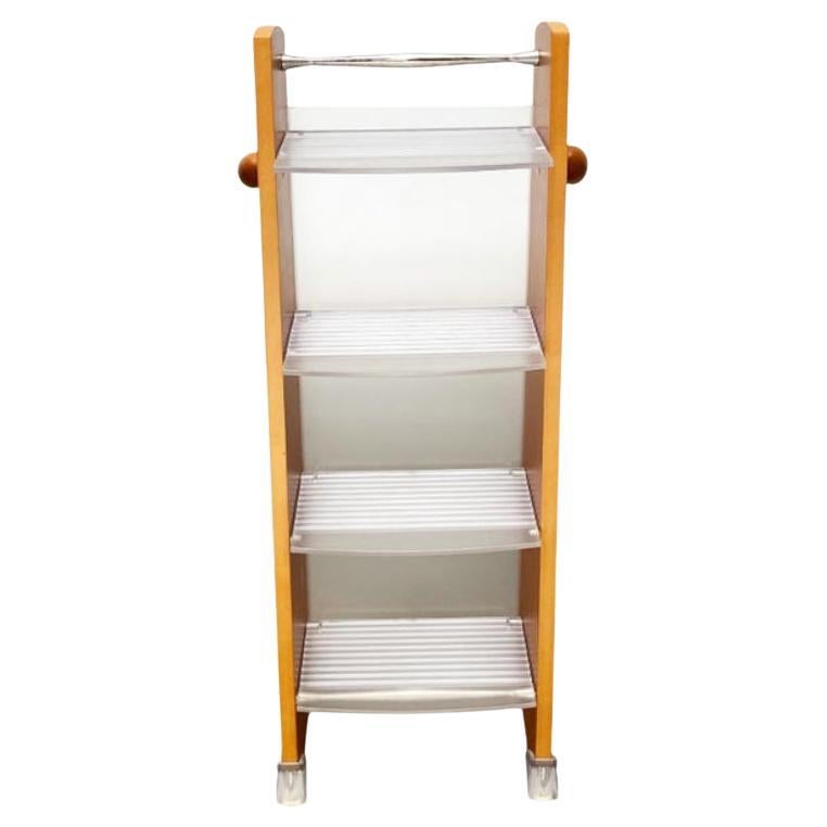 Postmodern CD Rack Tower in Wood, Metal and Plastic from Ezech, 1980s For Sale