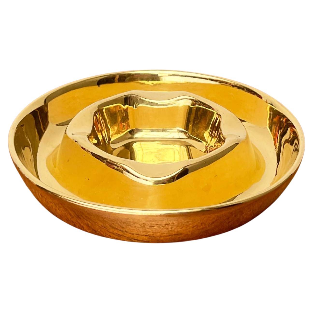 Postmodern Ceramic Ashtray in Gold from Arabia, 1980s