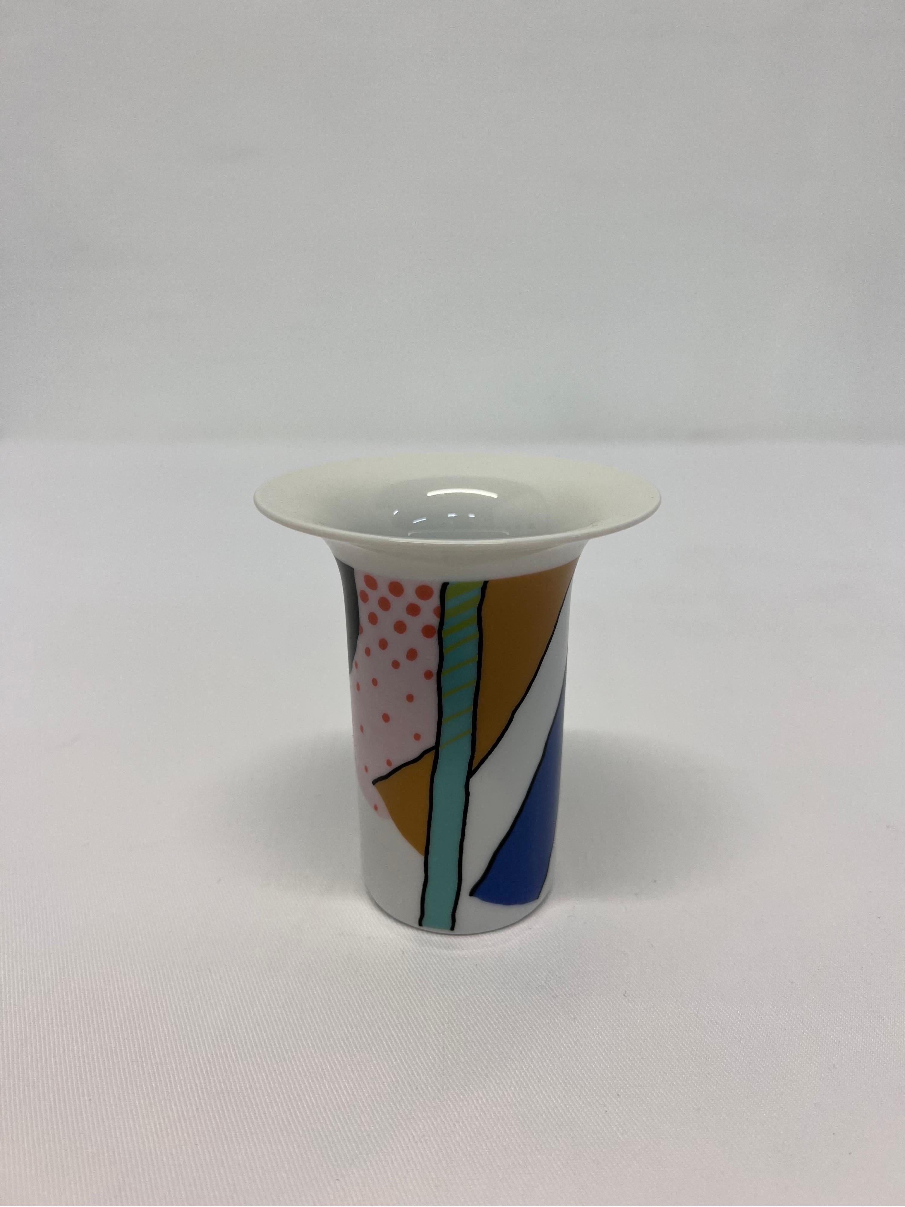Postmodern porcelain bud vase by Rosenthal, 1980s.