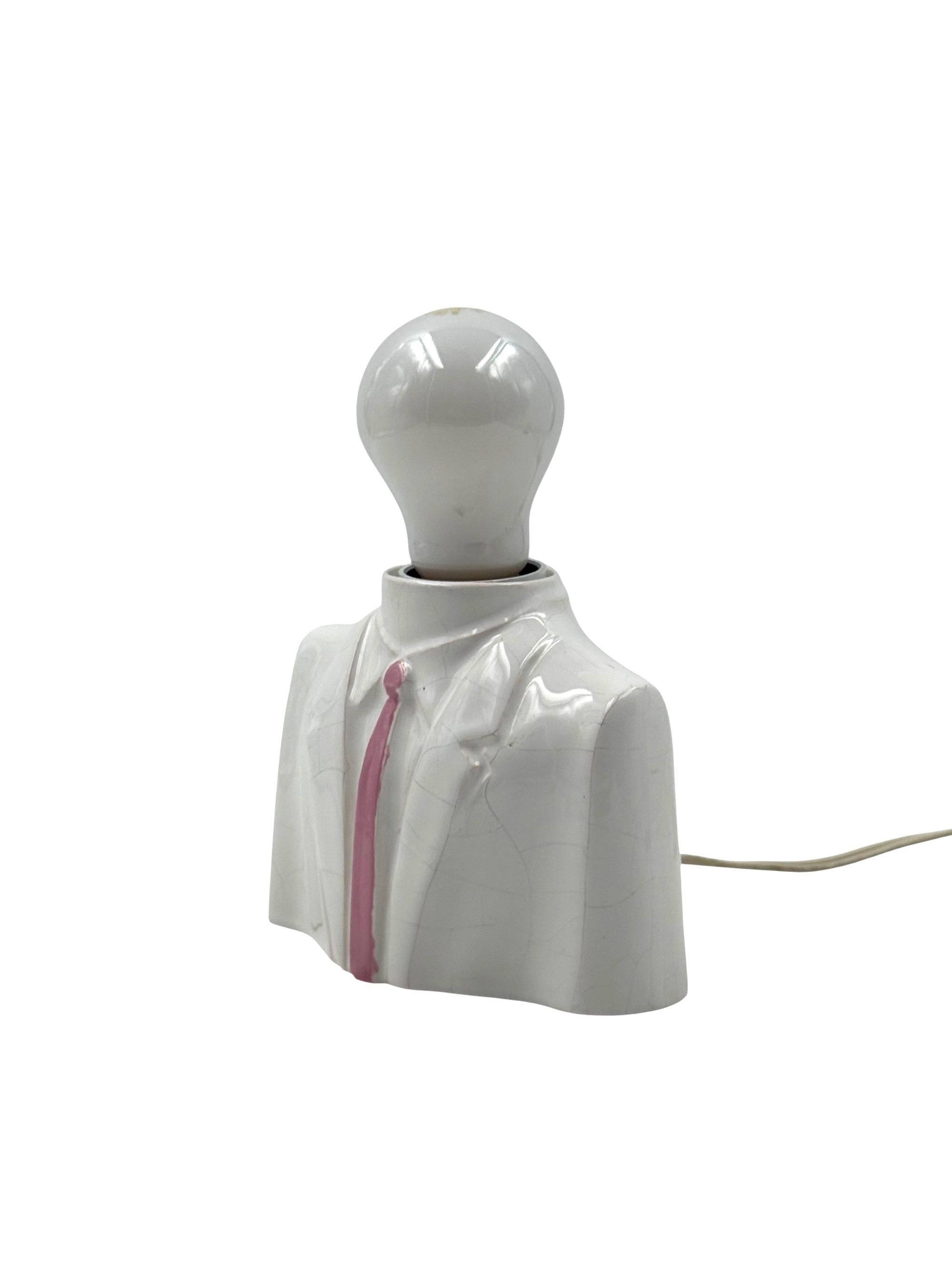 Lámpara de sobremesa posmoderna en forma de busto de cerámica, Italia Años 80 en venta 5