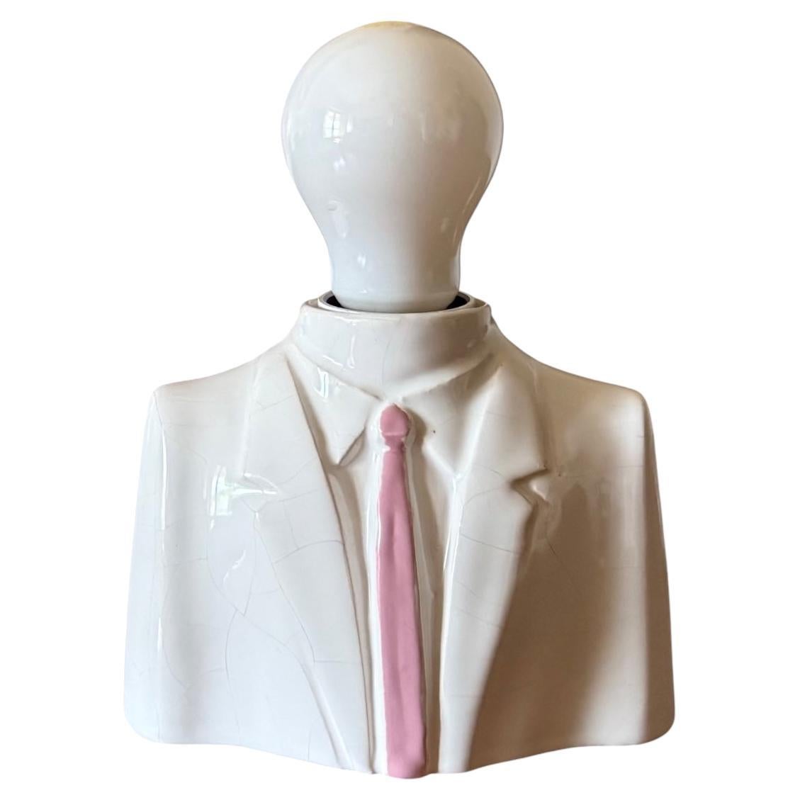 Lámpara de sobremesa posmoderna en forma de busto de cerámica, Italia Años 80 en venta