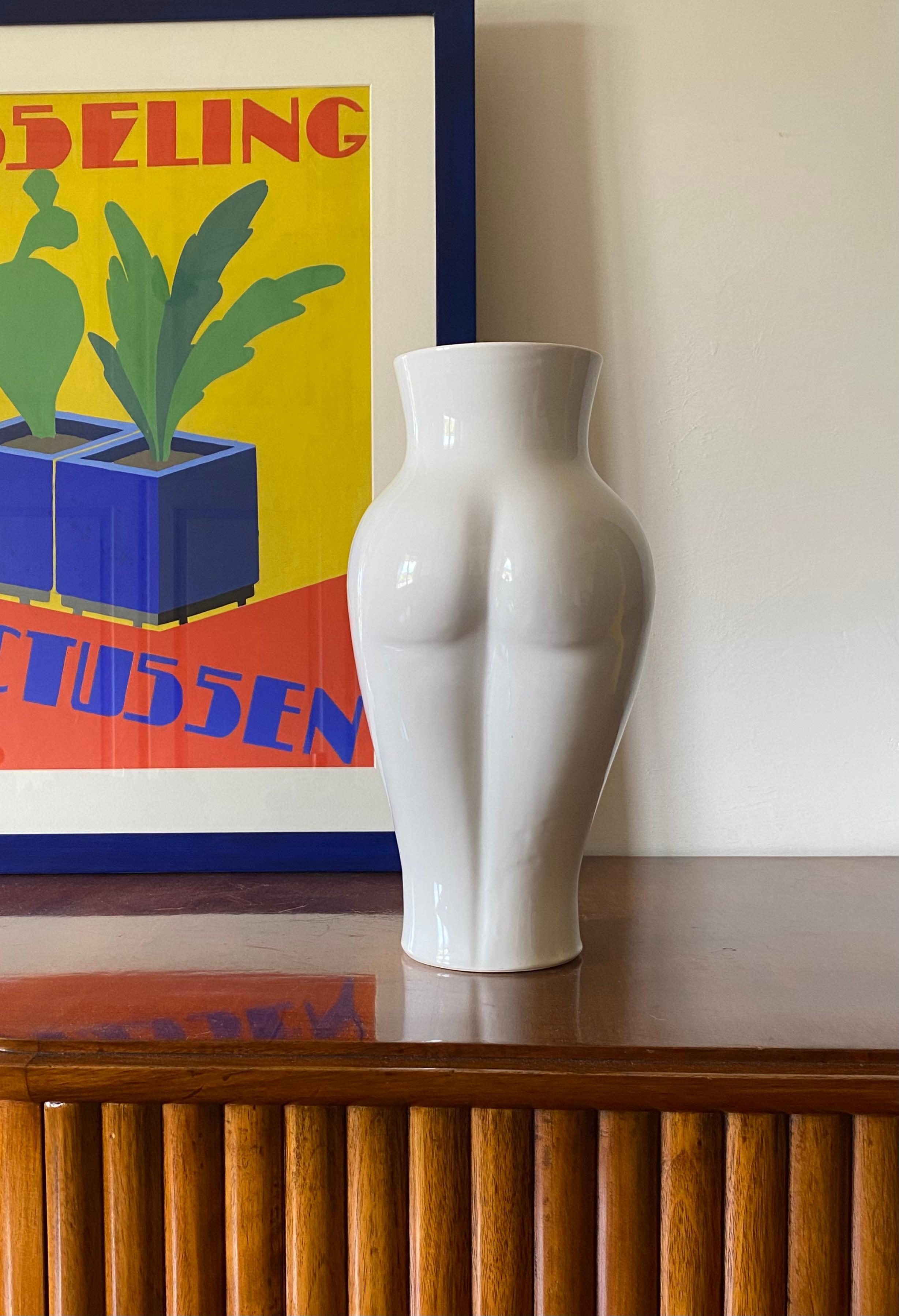 Post-Modern Postmodern ceramic 'Femme' vase, Baba, Vallauris France ca. 1980s For Sale