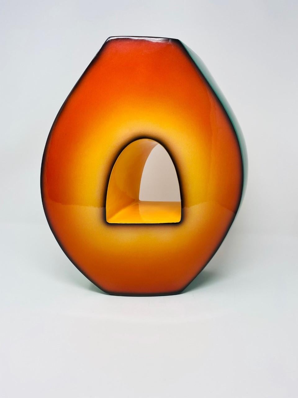 Late 20th Century Postmodern Ceramic Fred Stodder Architectural Vase