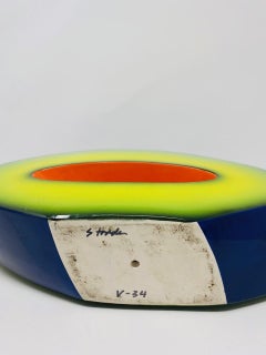 Postmodern Ceramic Fred Stodder Oval Vase in Green
