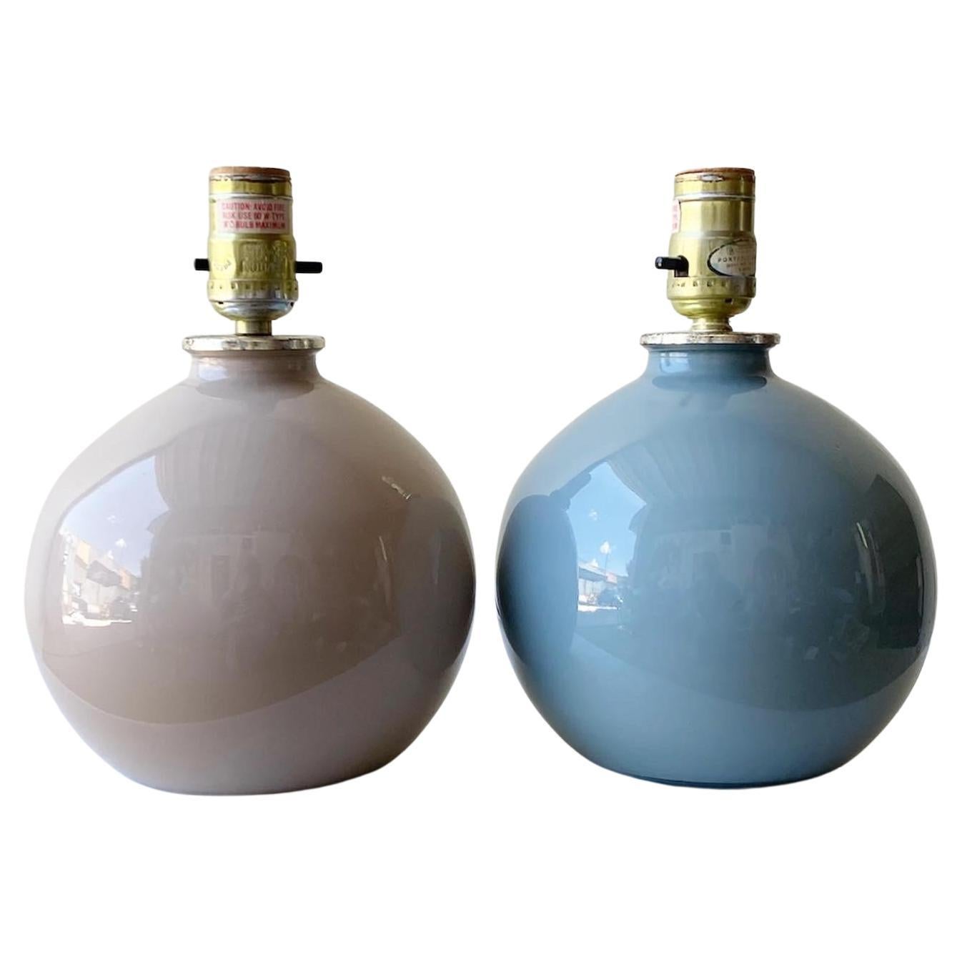 Postmodern Ceramic Spherical Table Lamps - a Pair