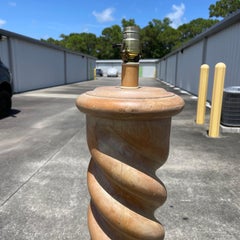 Postmodern Cerused Limed Oak Wood Barley Twist Floor Lamp