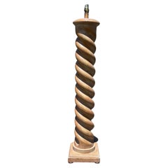 Postmodern Cerused Limed Oak Wood Barley Twist Floor Lamp