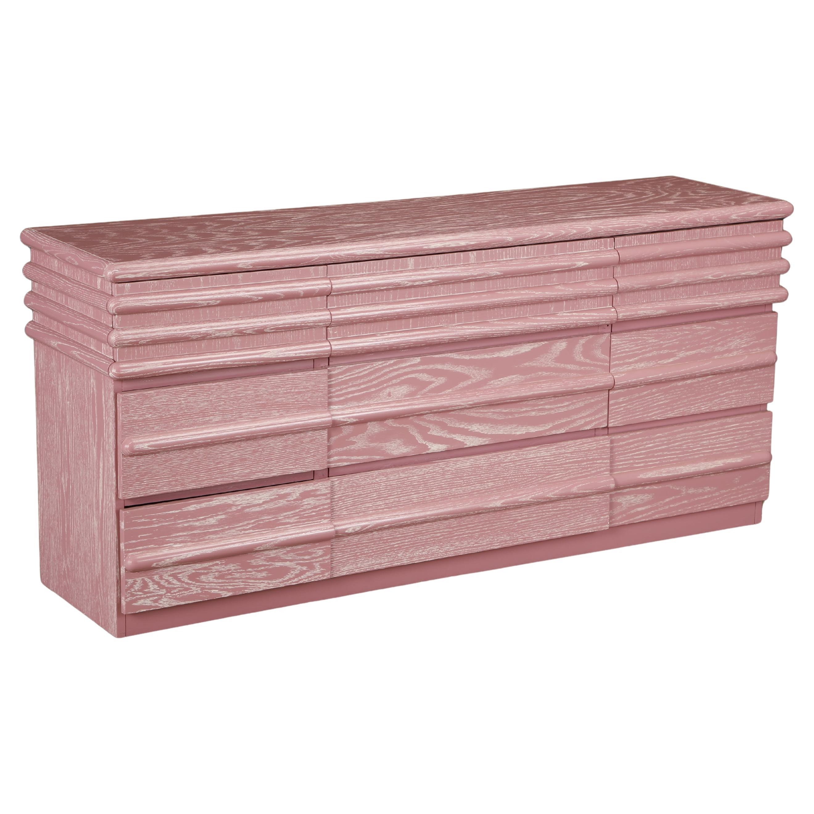 Postmodern Cerused Pink Dresser In the Style of Jay Spectre for Century, 1980s