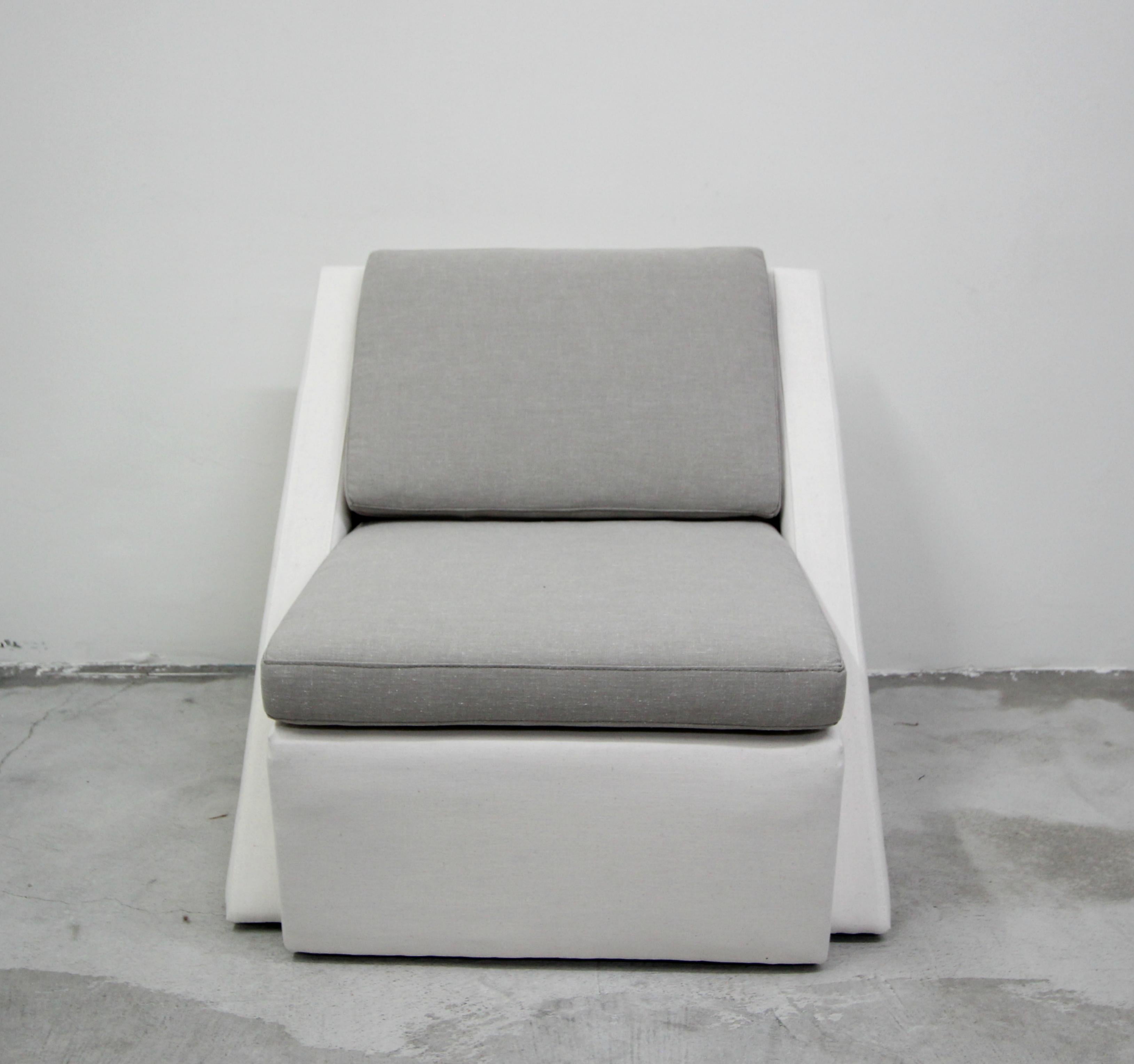 Fabric Postmodern Chair and Ottoman by Thayer Coggin