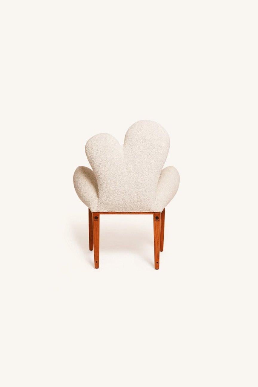 Postmodern chair by Joaquin Gasgonia, Balaico Arete-Ugma reupholstered in an ivory Dedar Milano wool boucle.

 