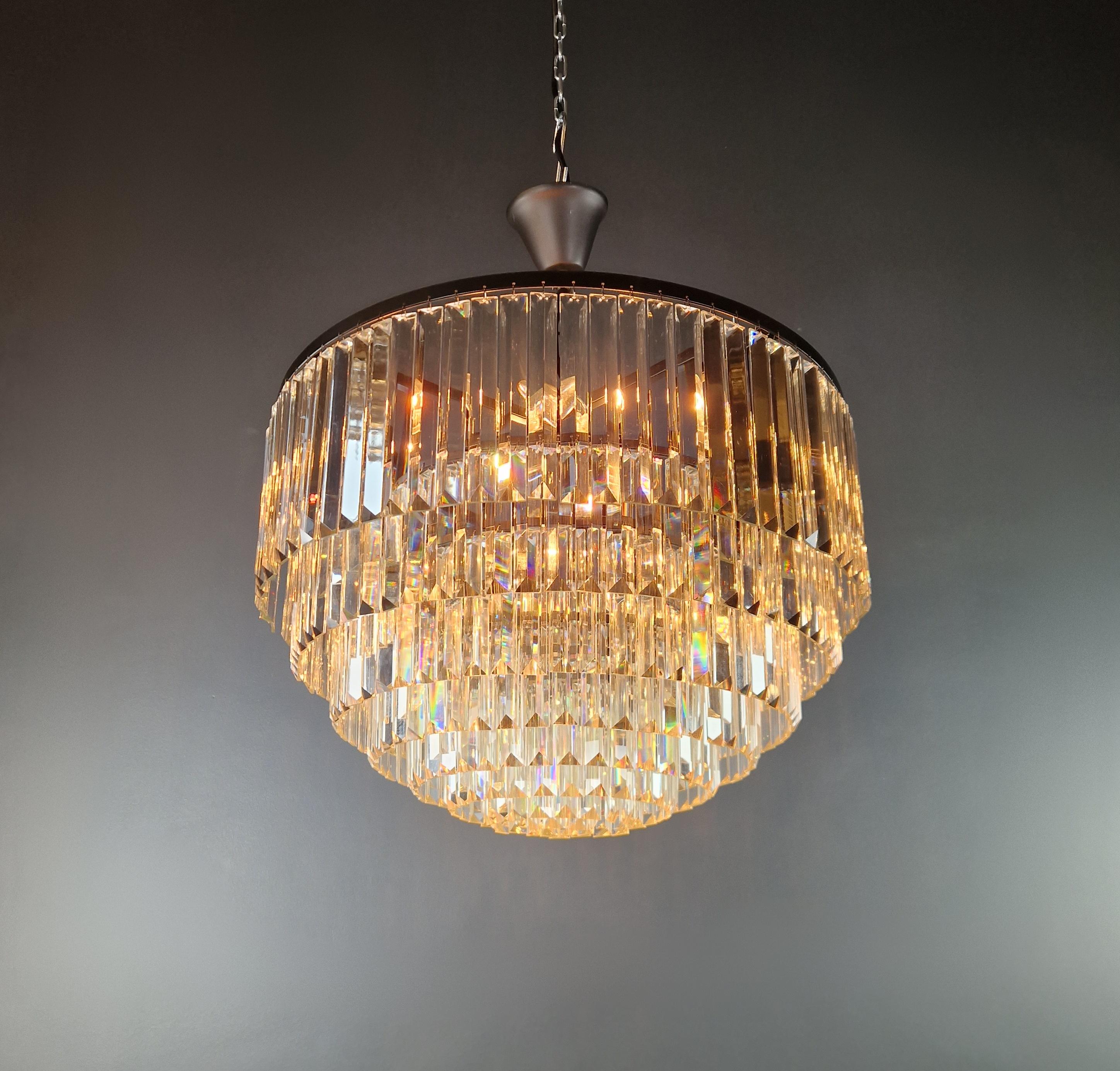 Postmodern Chandelier Crystal Ceiling Lamp Lustre Vintage Art Nouveau In New Condition For Sale In Berlin, DE