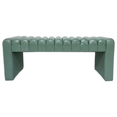 Postmodern Channel Form Leather Bench, circa 1980s