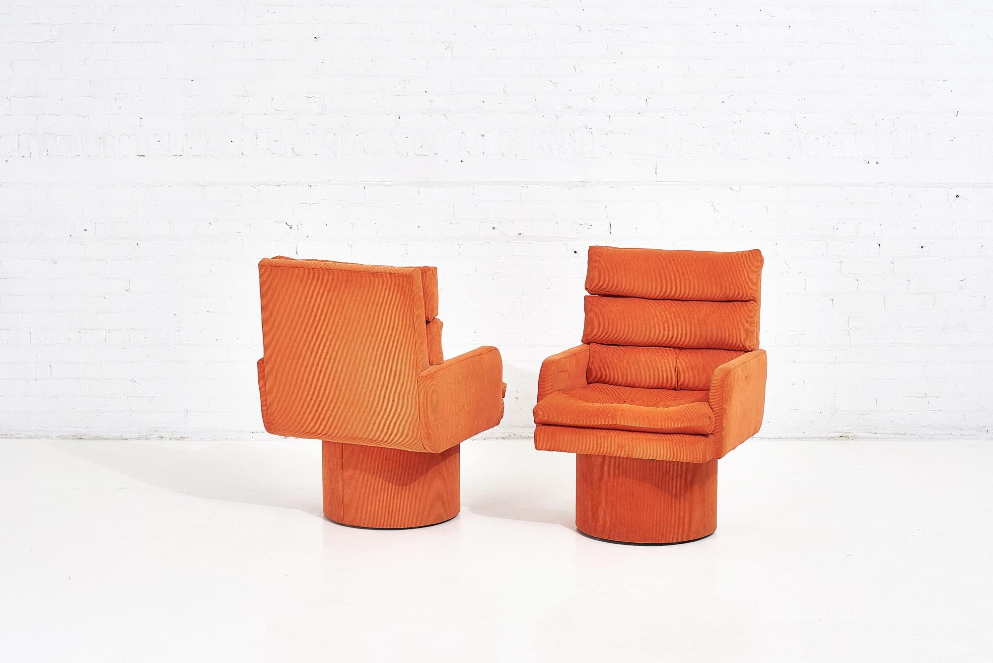 Postmodern Channel Tufted Swivel Chairs, 1970 1