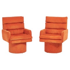Postmodern Channel Tufted Swivel Chairs, 1970
