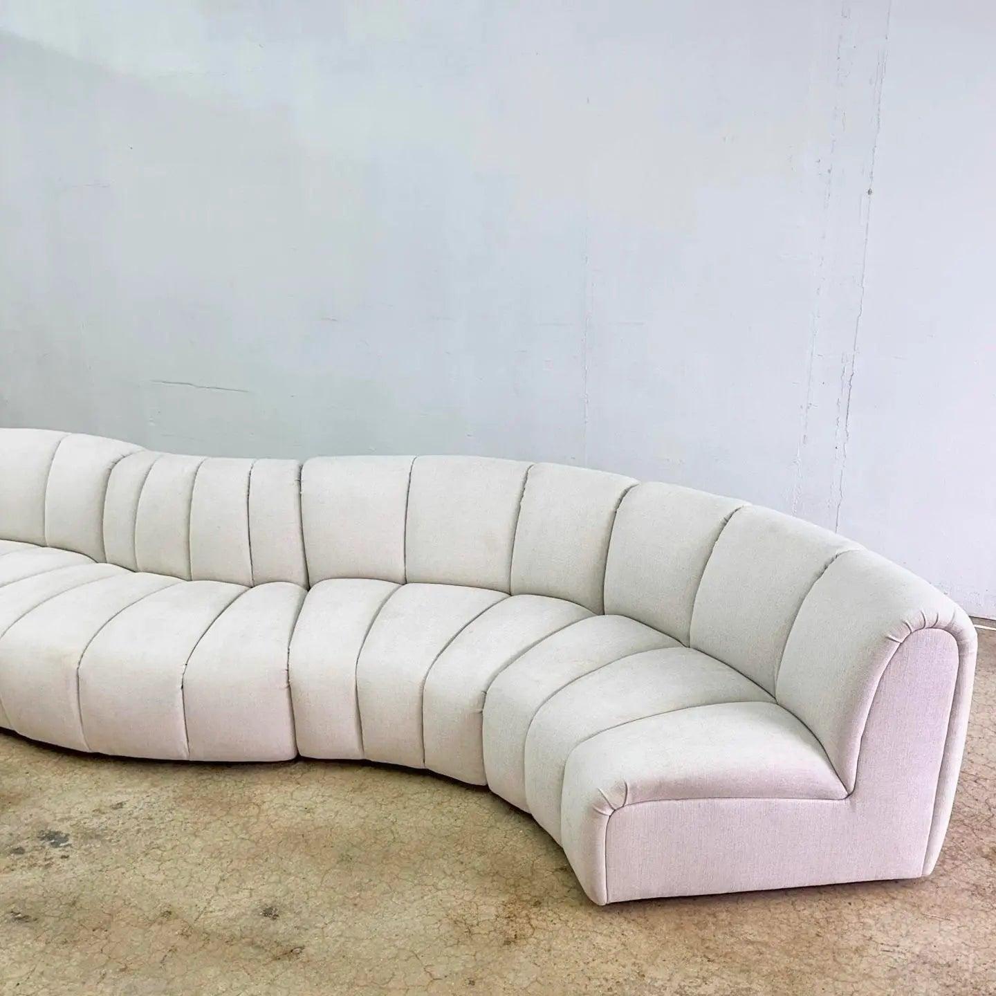 Postmodern Channeled Scalloped Beige Fabric Sections Sofa - 6 Pieces For Sale 3