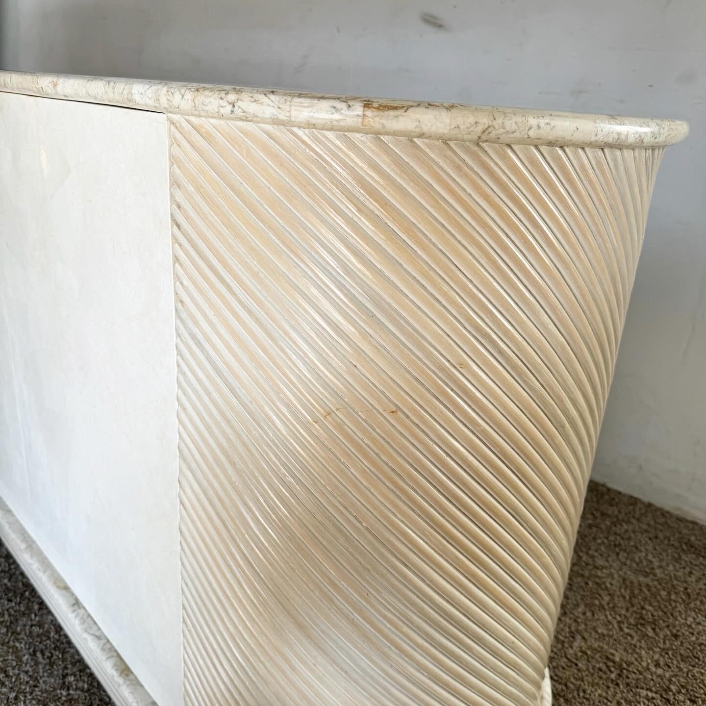Postmodern Chic Pencil Reed and Stone Credenza For Sale 4