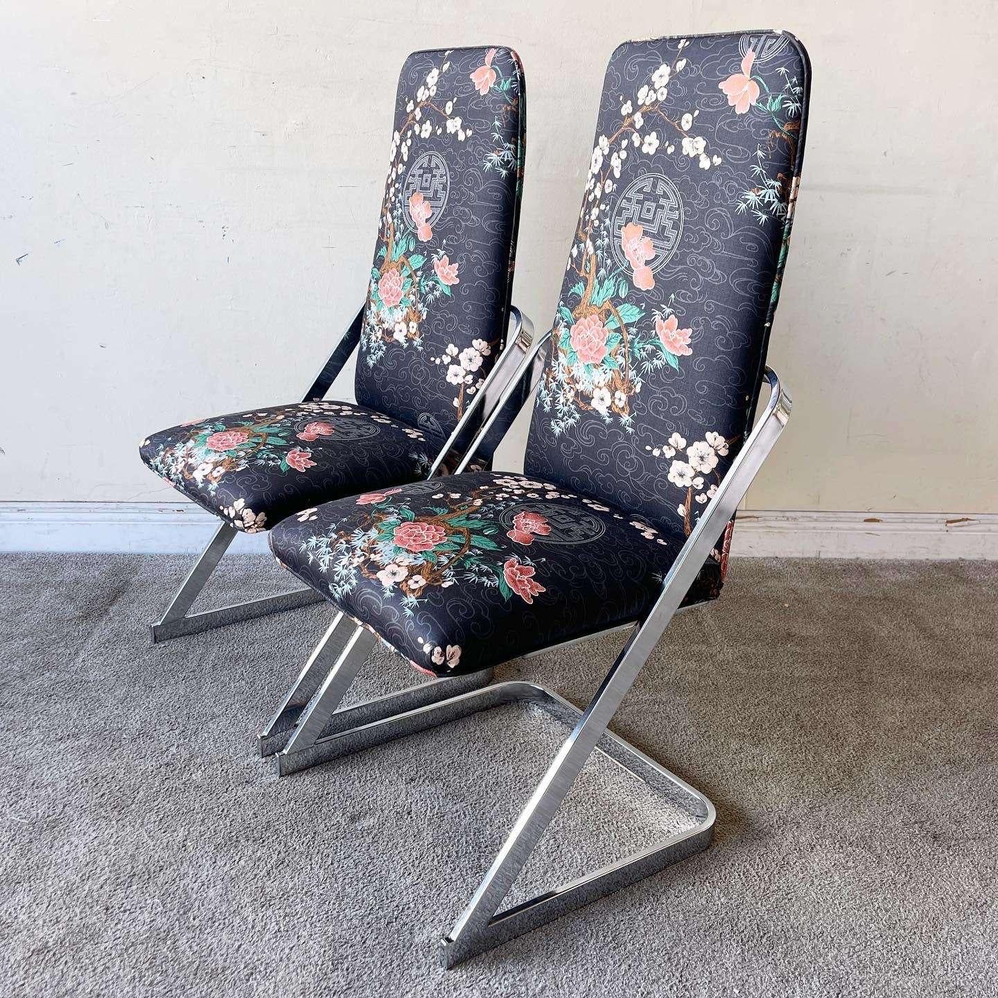 American Postmodern Chinoiserie Cantilever Dining Chairs For Sale