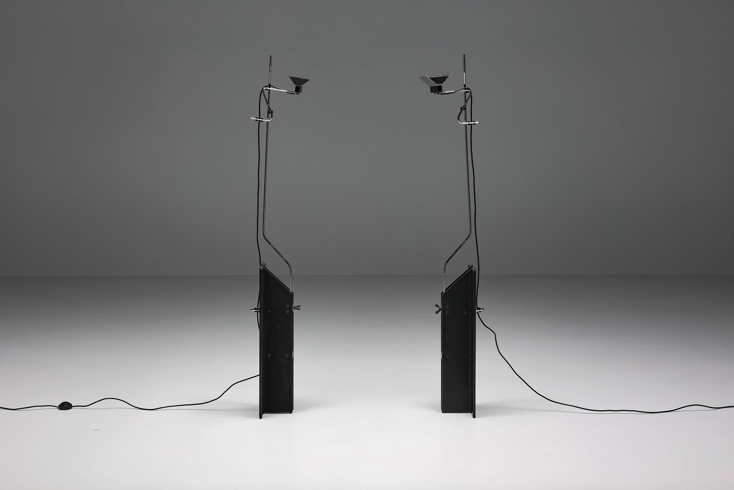 Verstellbare postmoderne Chrom-Stehlampe, Ennio Chiggio, Italien, 1950er Jahre im Angebot 3